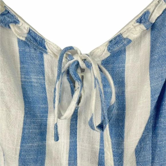 Forever 21 Tank Top Women’s Sz S Blue White Striped Sweetheart Ruffle Sleeveless - Picture 6 of 11
